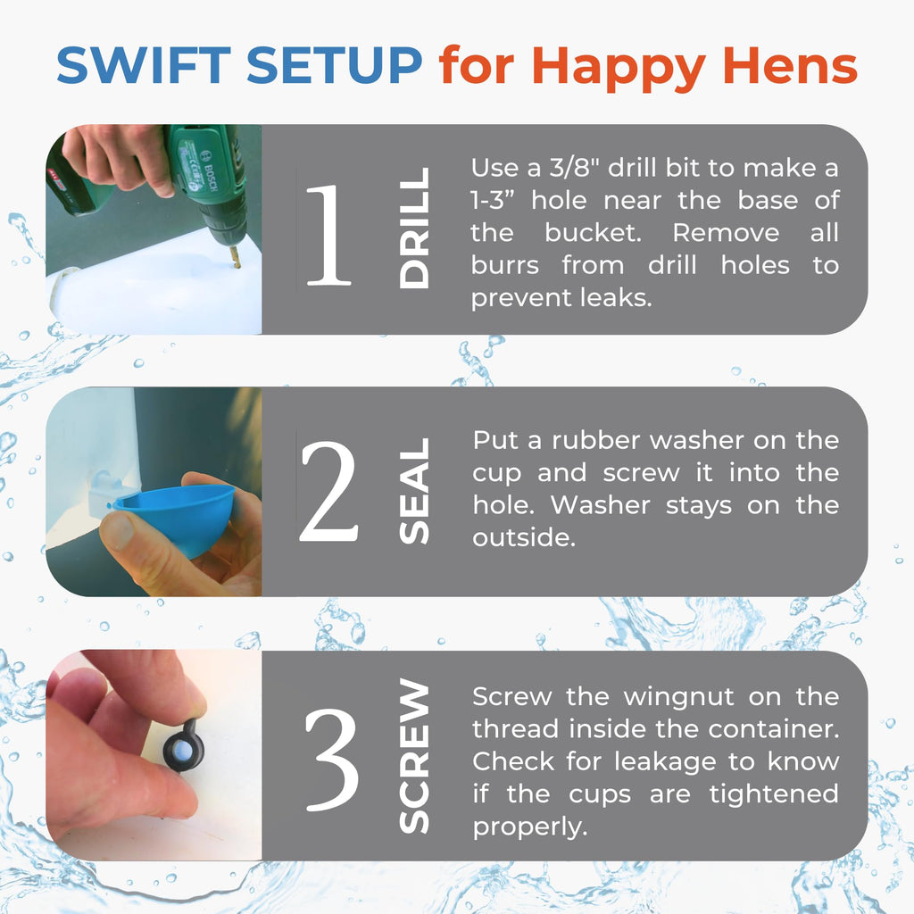 Blue Large Automatic Chicken Waterer Cups Pack of 5 P41409