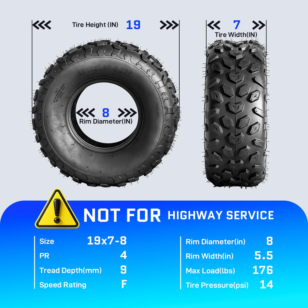Set of 4 ATV/UTV Tires 19x7-8 R418937