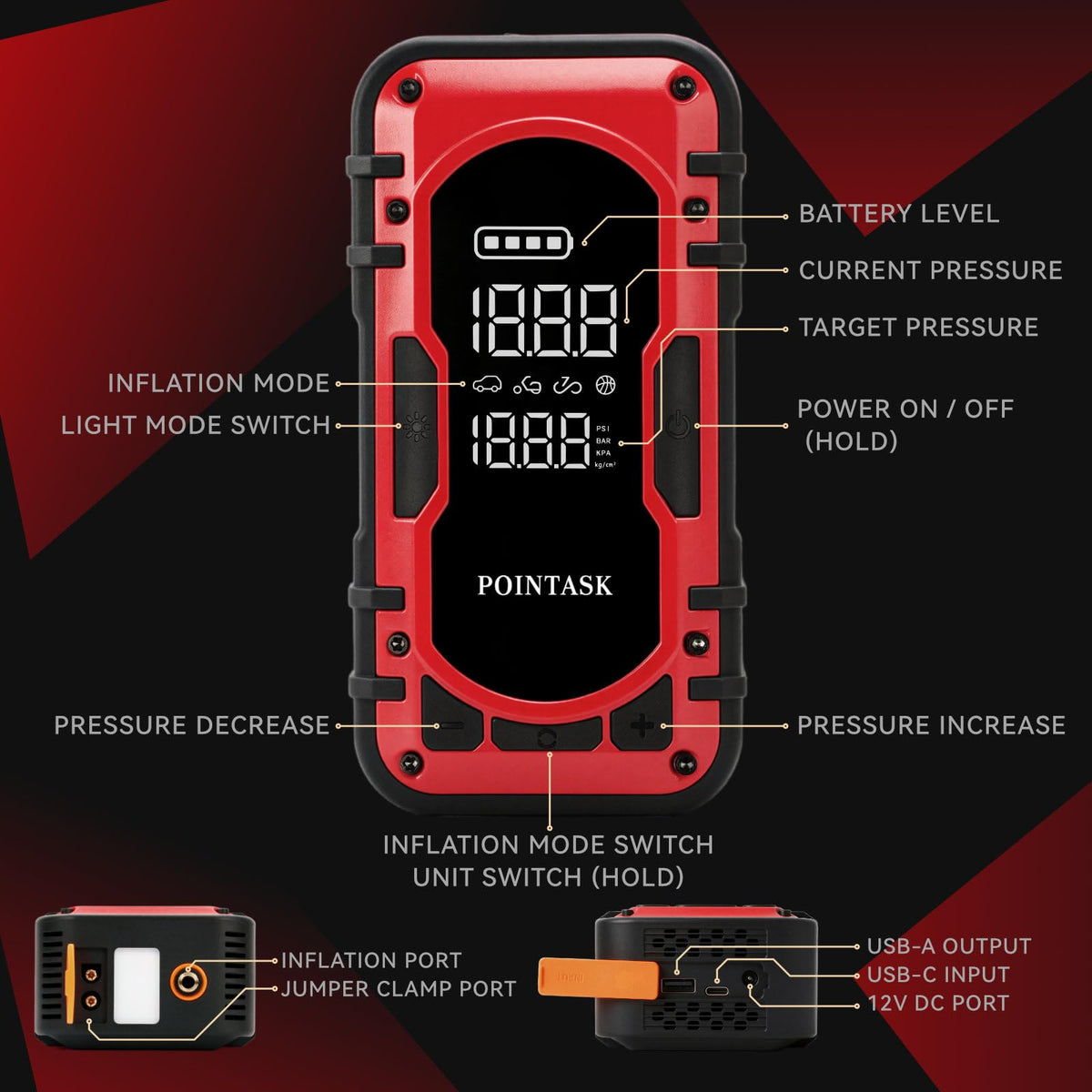 12V Portable Car Jump Starter with Air Compressor R397859