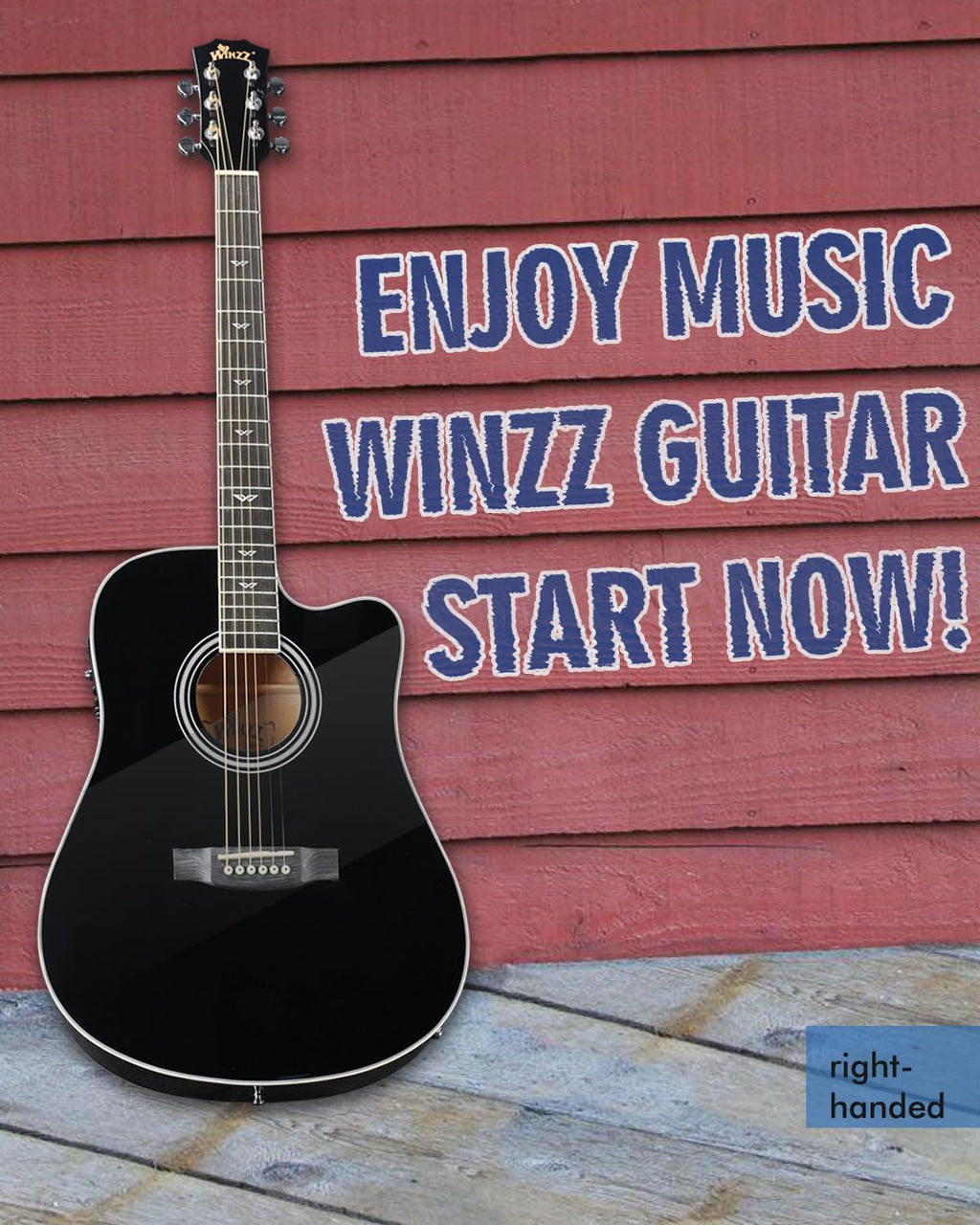 Glossy Black 4/4 Full Size 6 Steel-String Acoustic-Electric Guitar K128