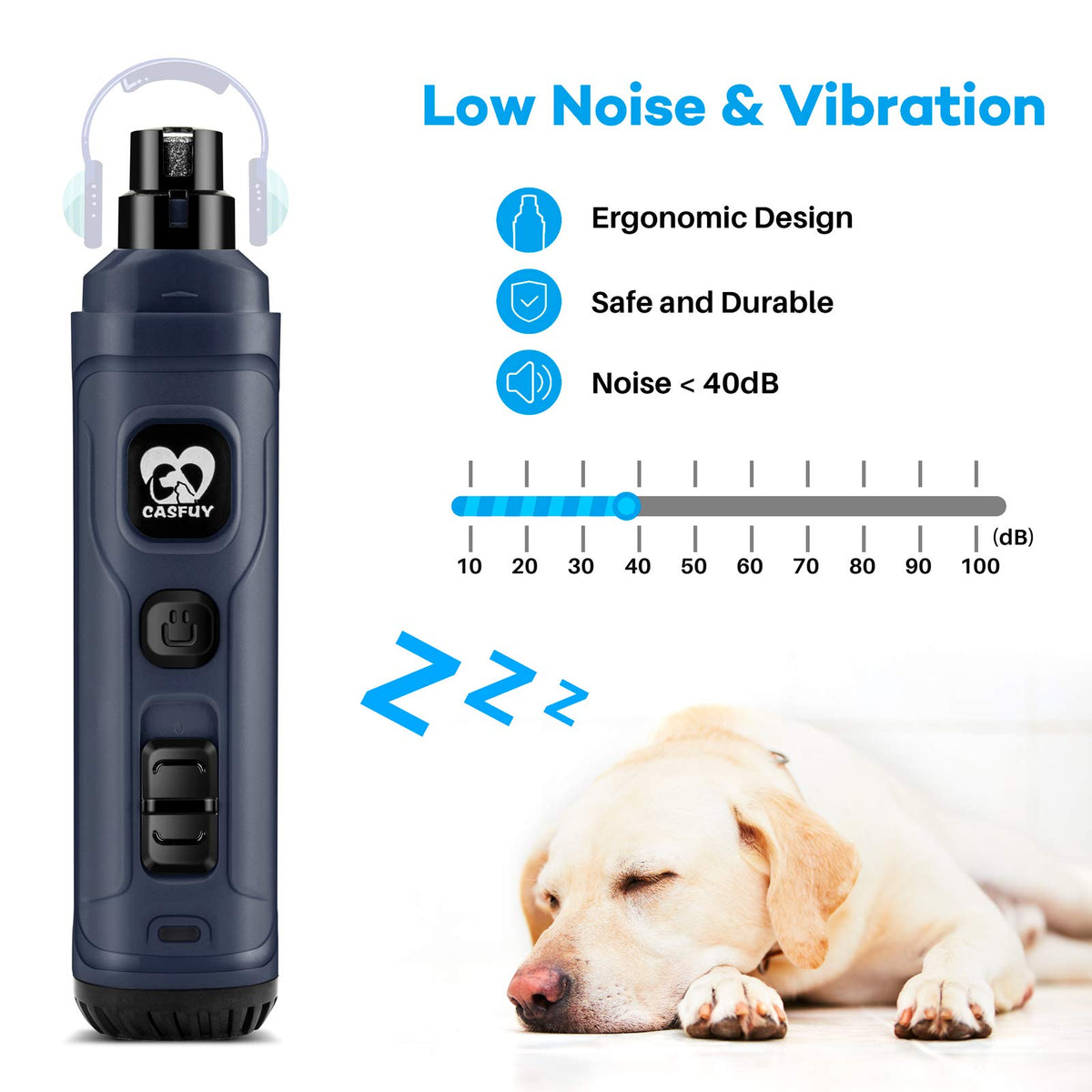 Dog Nail Grinder with 2 LED Light 2-Speed Electric Pet Nail Trimmer L838