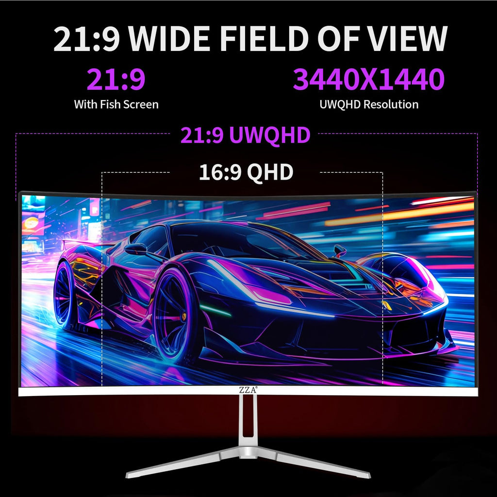 White 34'' Curved Ultrawide Gaming Monitor Y311704