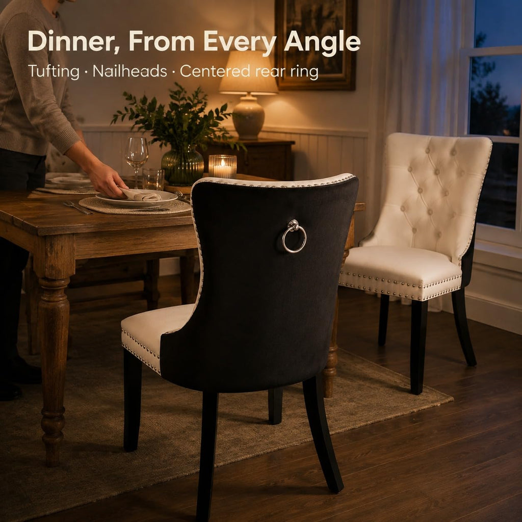 White Black PU Dining Chairs Set of 6 K486629