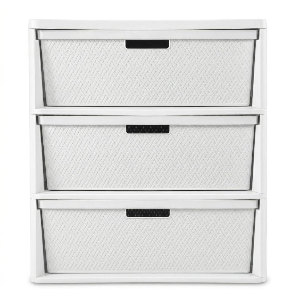 Opaque White 3-Drawer Plastic Storage Tower K305048