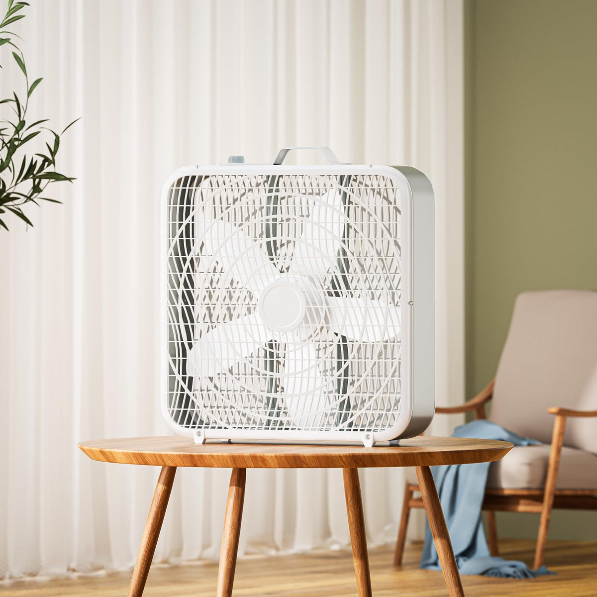 20” Box Floor Fan, 3-Speed White S51857