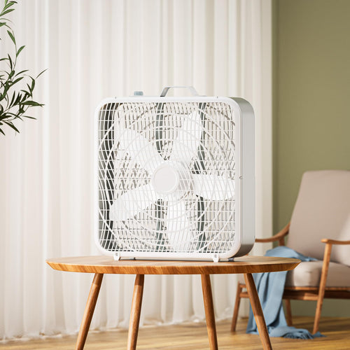 20” Box Floor Fan, 3-Speed White S51857