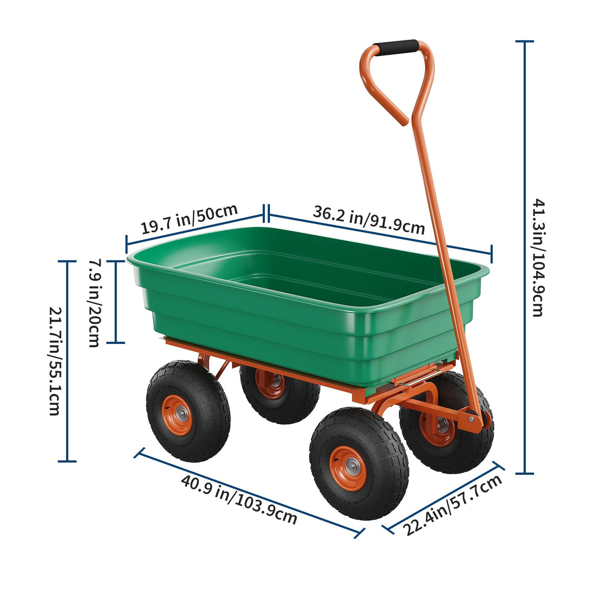 Heavy Duty 4 Cu Ft 1200Lbs Utility Wagon with 10" No-Flat Tires M63402