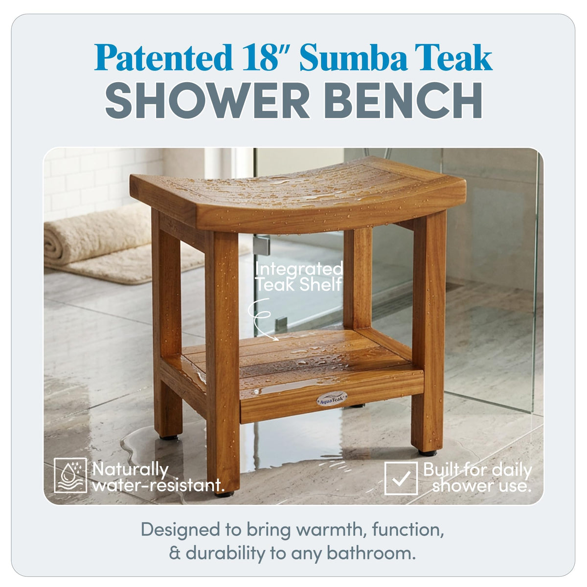 18" Teak Shower Bench S878036