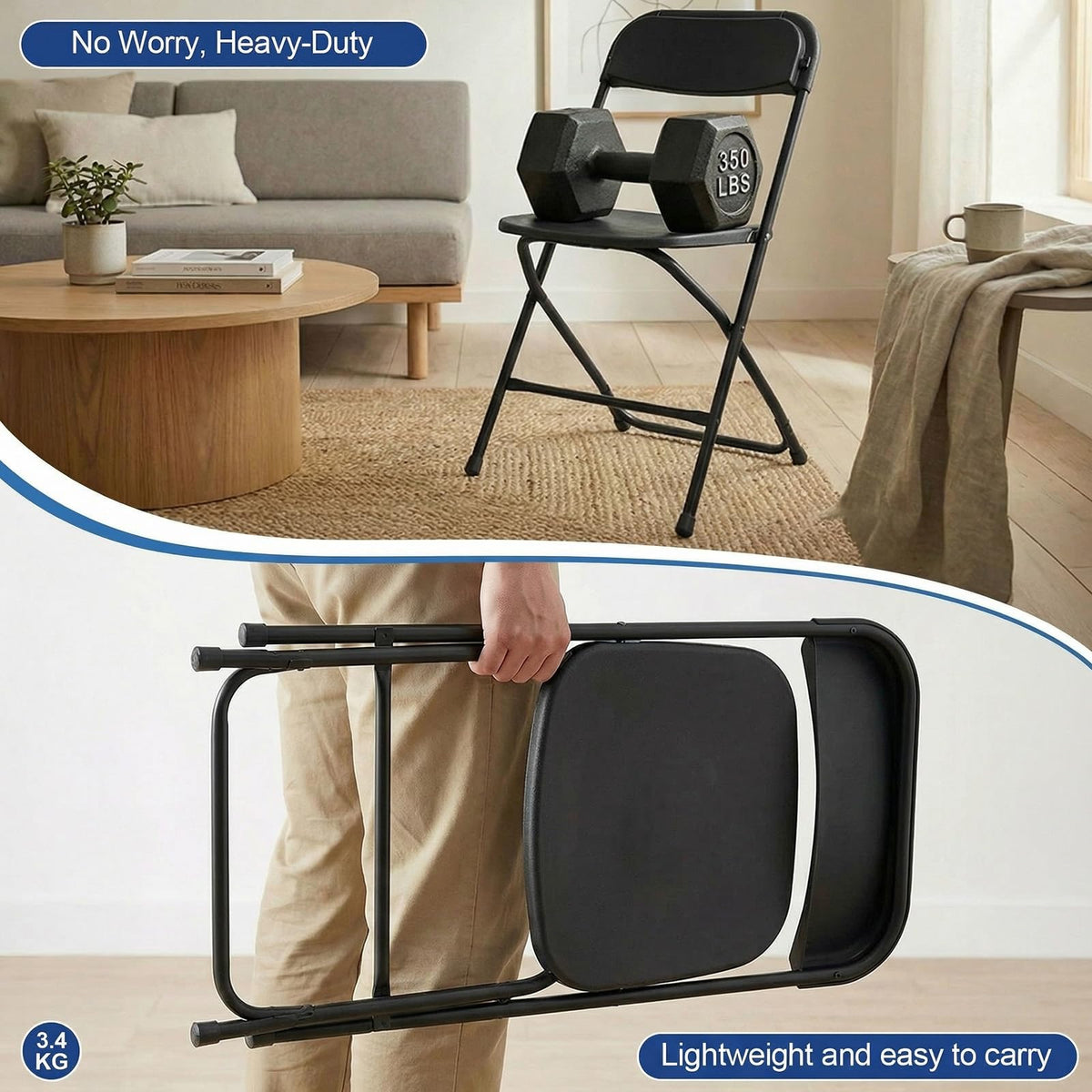Black Plastic Folding Chairs A17878
