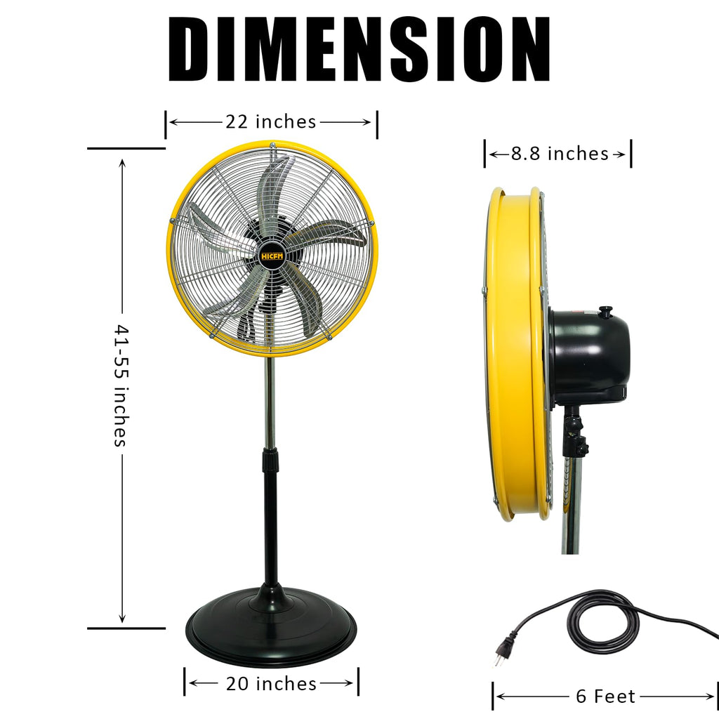 20" 3-Speed High Velocity Oscillating Metal Stand Fan C374