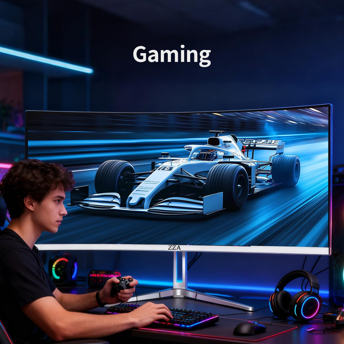 White 34'' Curved Ultrawide Gaming Monitor Y311704