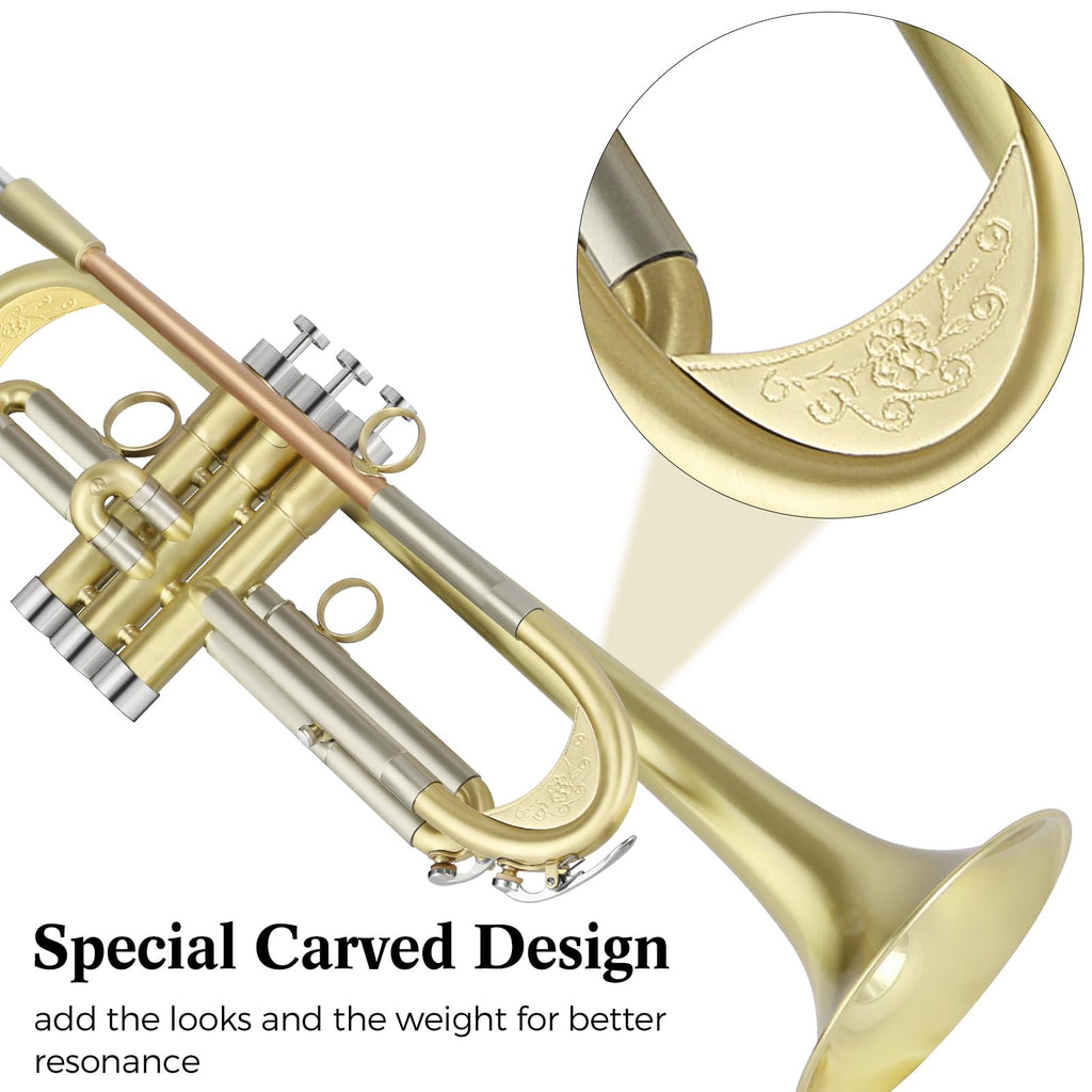 Brushed Finish Standard Brass Bb Trumpet Set with Hard Case K55763