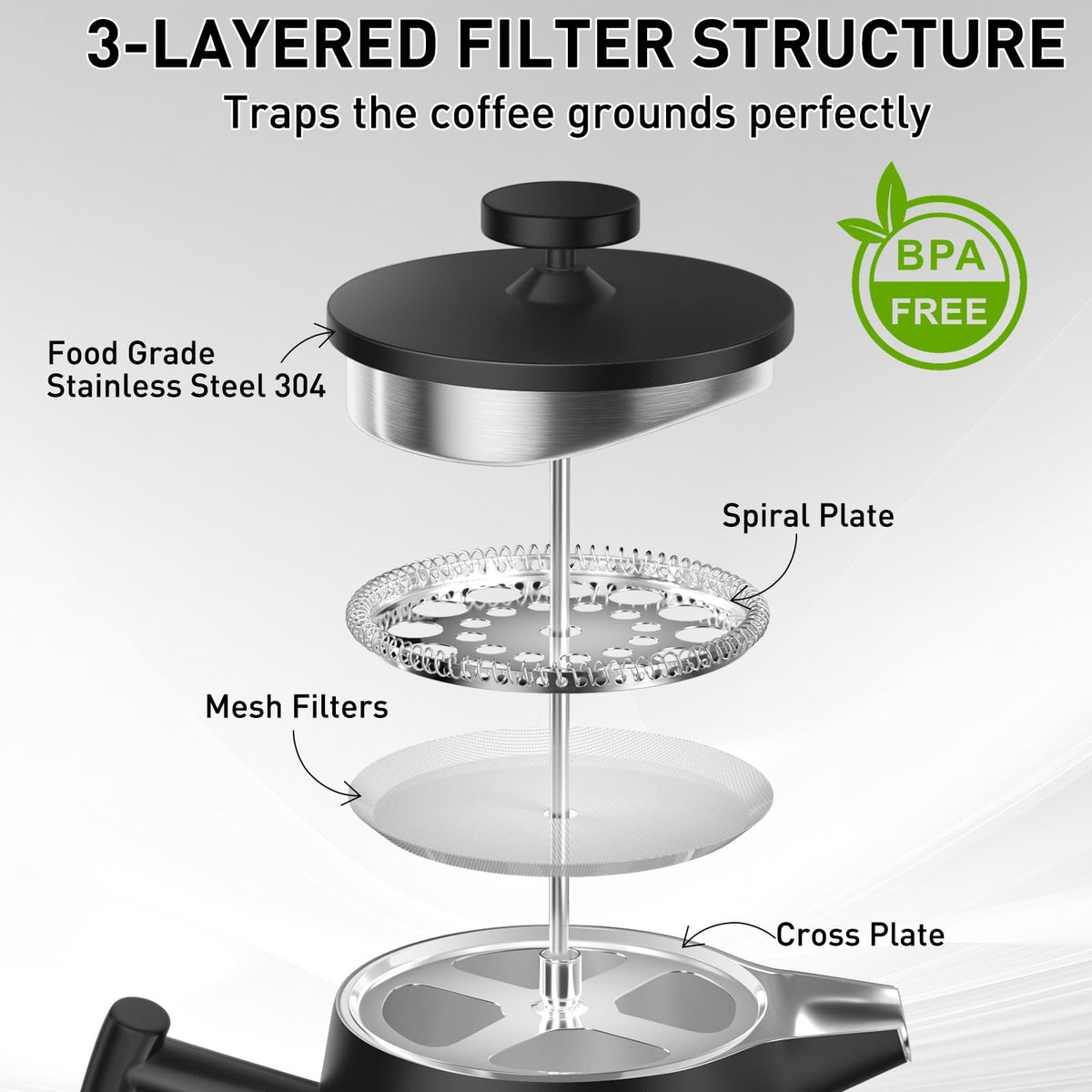 50oz Stainless Steel Insulated French Press Coffee Maker W55505
