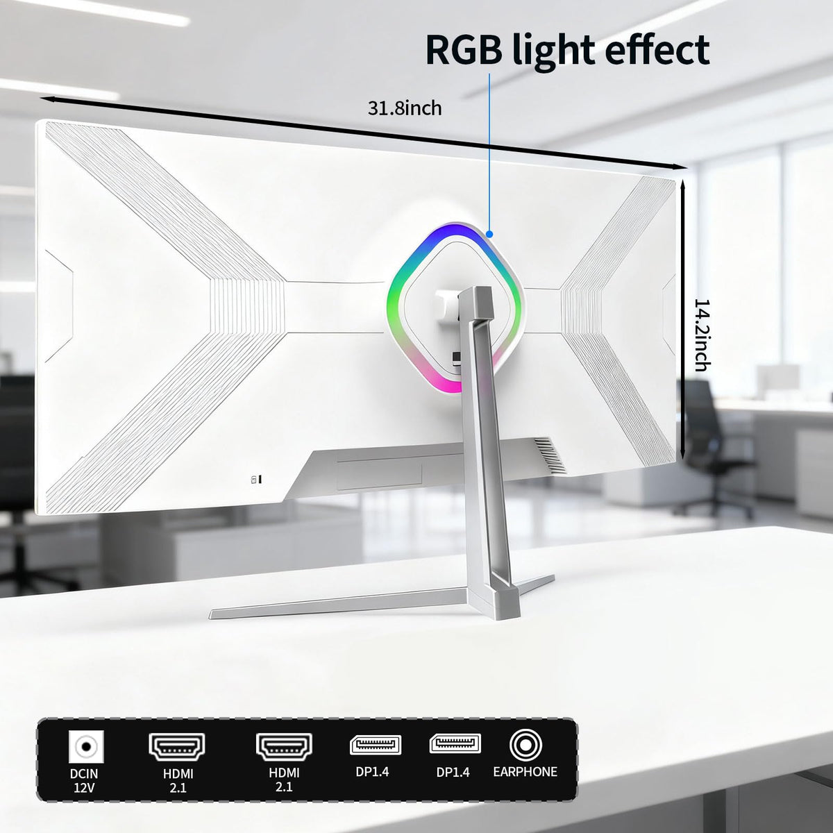 White 34'' Curved Ultrawide Gaming Monitor Y311704