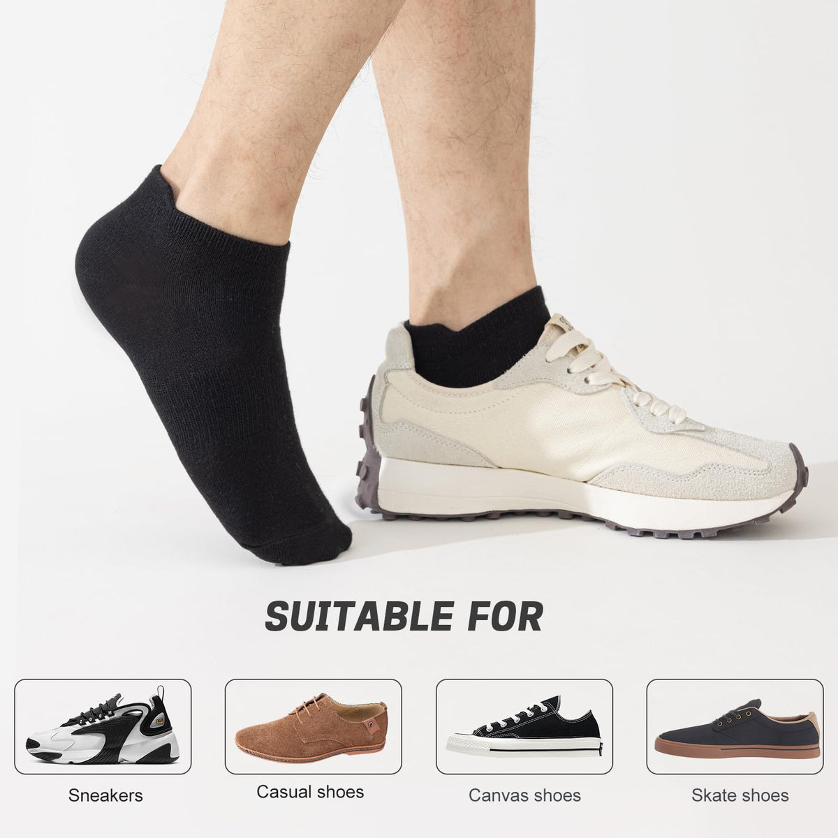 Ankle Socks for Men, 6 Pairs, Bamboo Rayon Breathable Low Cut Y64275