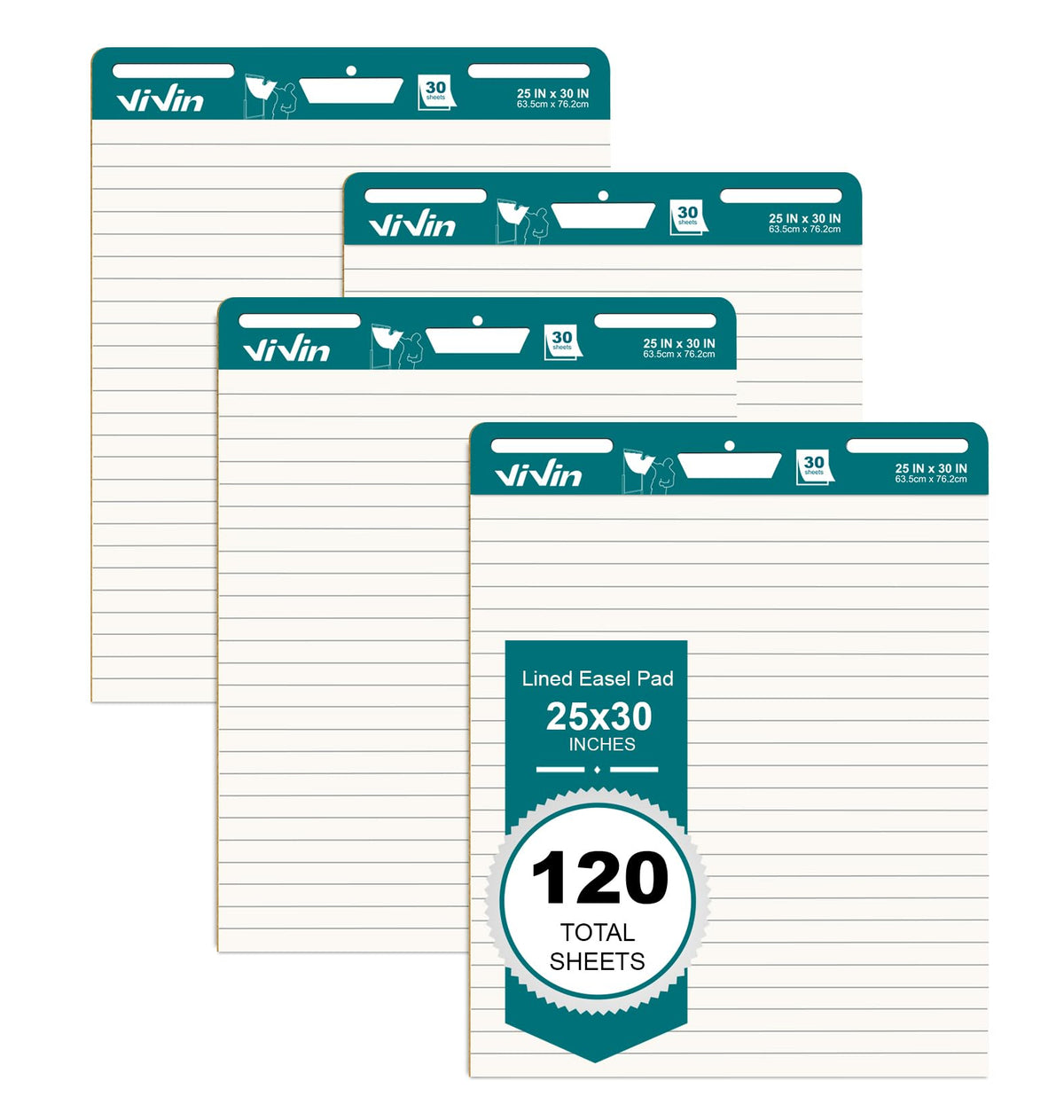 Lined Sticky Easel Pad 25 x 30 Inches 30 Sheets 4 Pads C491616