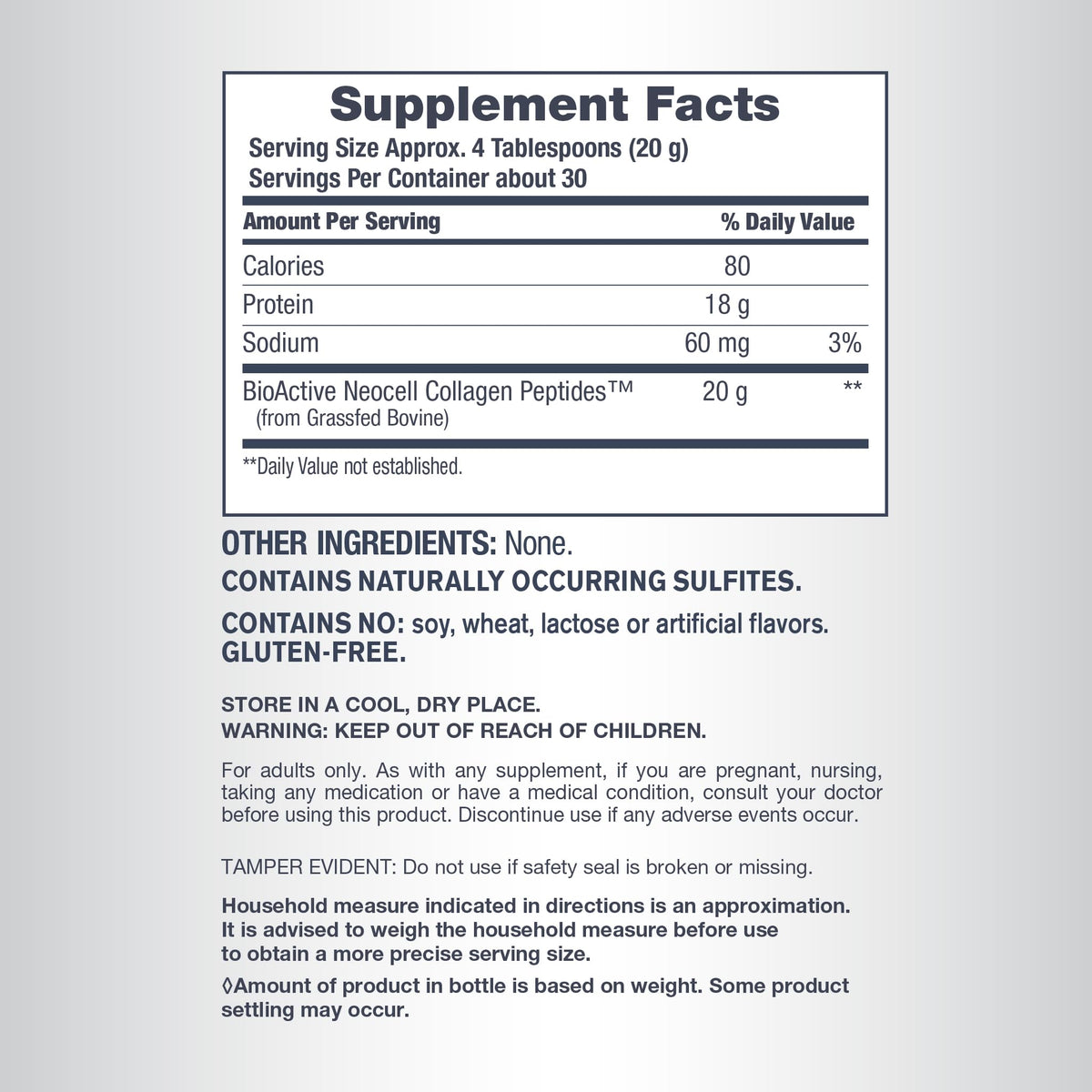 Unflavored Collagen Peptides Powder F2543