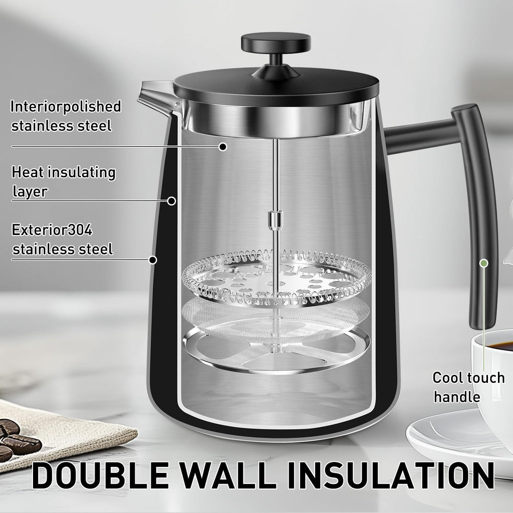 50oz Stainless Steel Insulated French Press Coffee Maker W55505