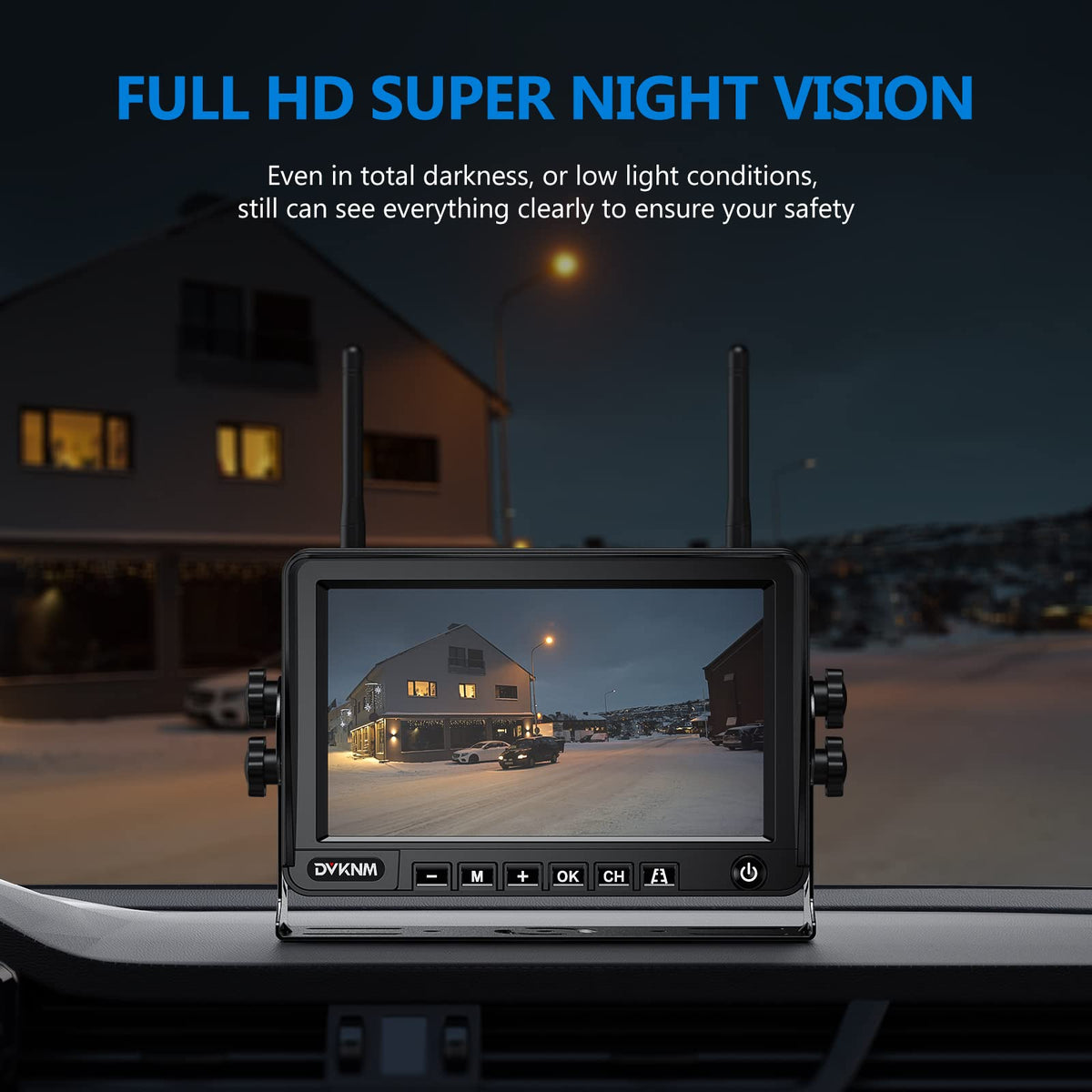 Magnetic Solar Wireless Backup Camera with 7" 1080P Monitor L2570