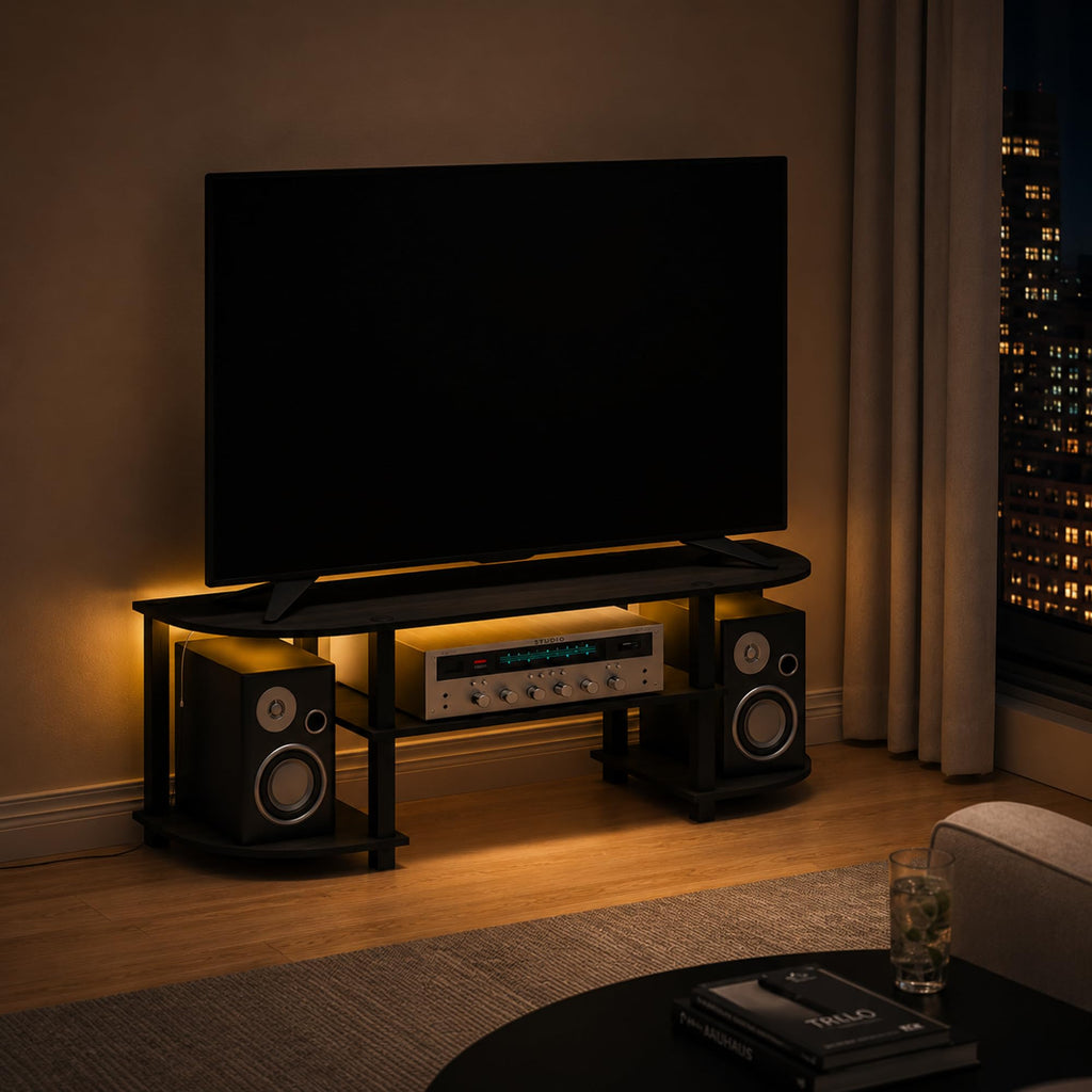 Black 3-Tier TV Stand for 55 Inch TV S328
