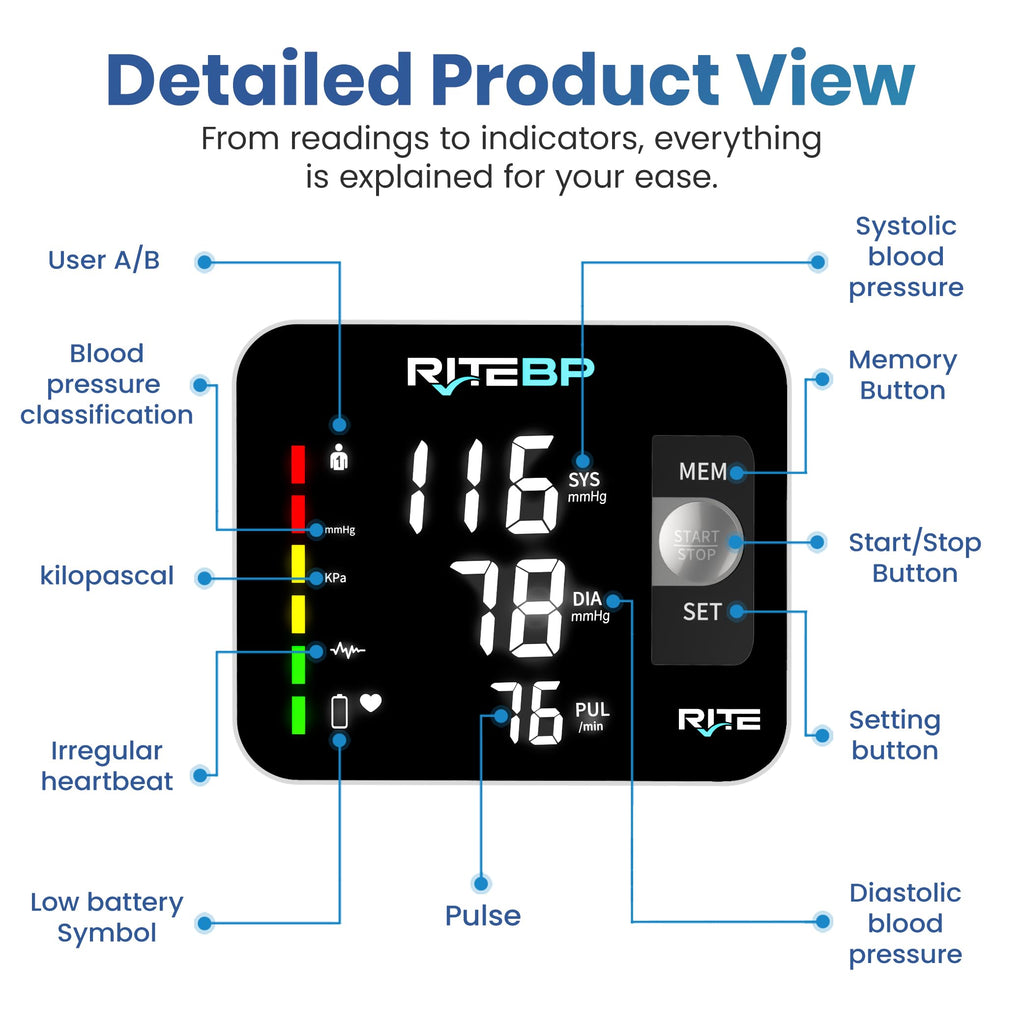 Digital Blood Pressure Monitor with 2 Large Arm Cuffs E13554