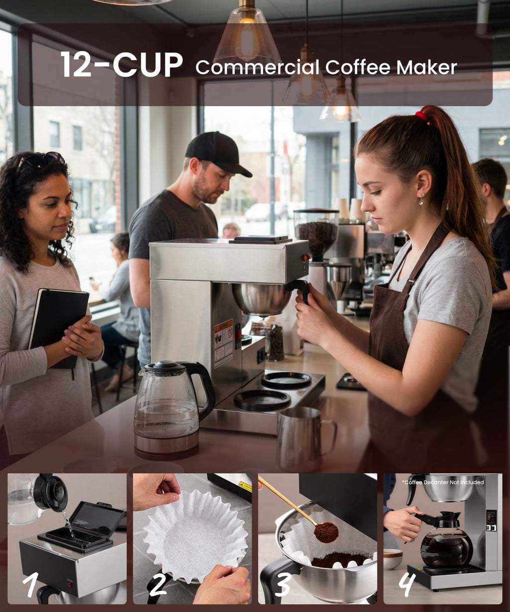 12-Cup Pour Over Coffee Maker with 3 Warmers L494