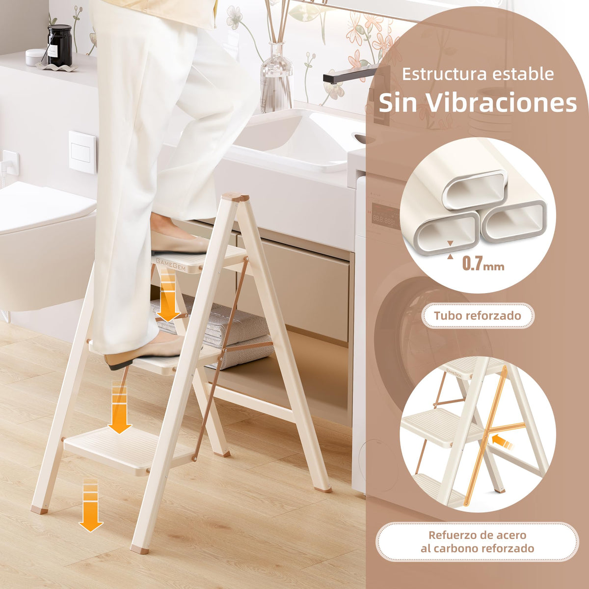 Foldable 3 Step Ladder with Anti-Slip Pedal C35579
