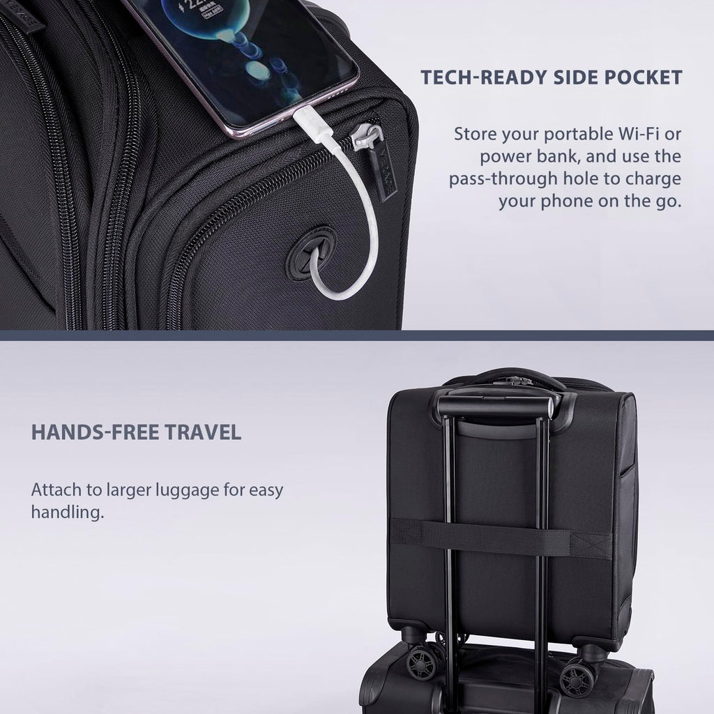 Black 14.5-Inch Spinner Underseat Carry On Luggage P8126