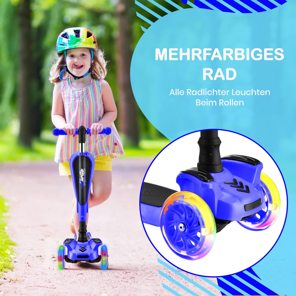 3-Wheeled Scooter with LED Lights, Adjustable Handlebar, and Foldable Seat D677366