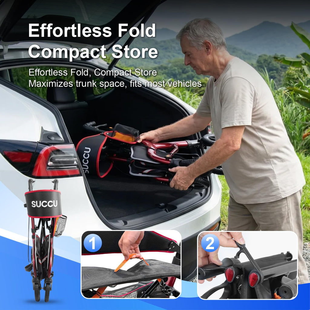 Red 8" All-Terrain Rollator Walker C4449