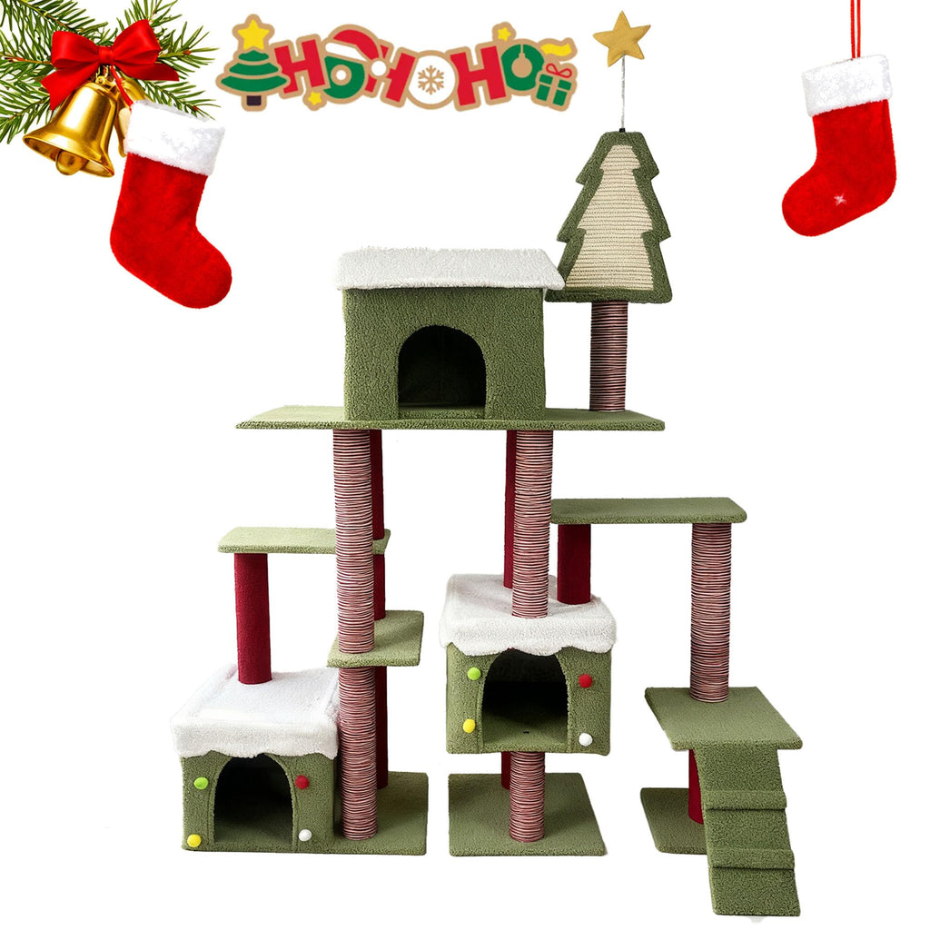 60 Inch Extra Large Cat Tree with 3 Condos and Climbing Ladder D71424