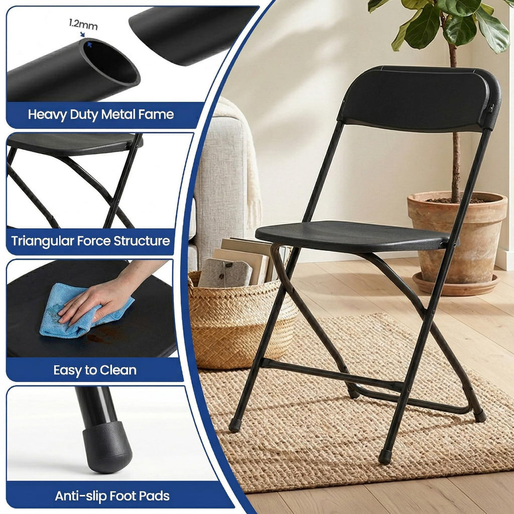 Black Plastic Folding Chairs A17878