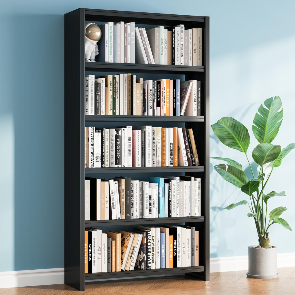 Black 69" Tall 5 Tier Metal Bookshelf G70349