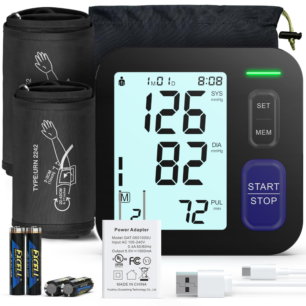 Automatic Digital Blood Pressure Machine with 2 Size Cuffs U4354