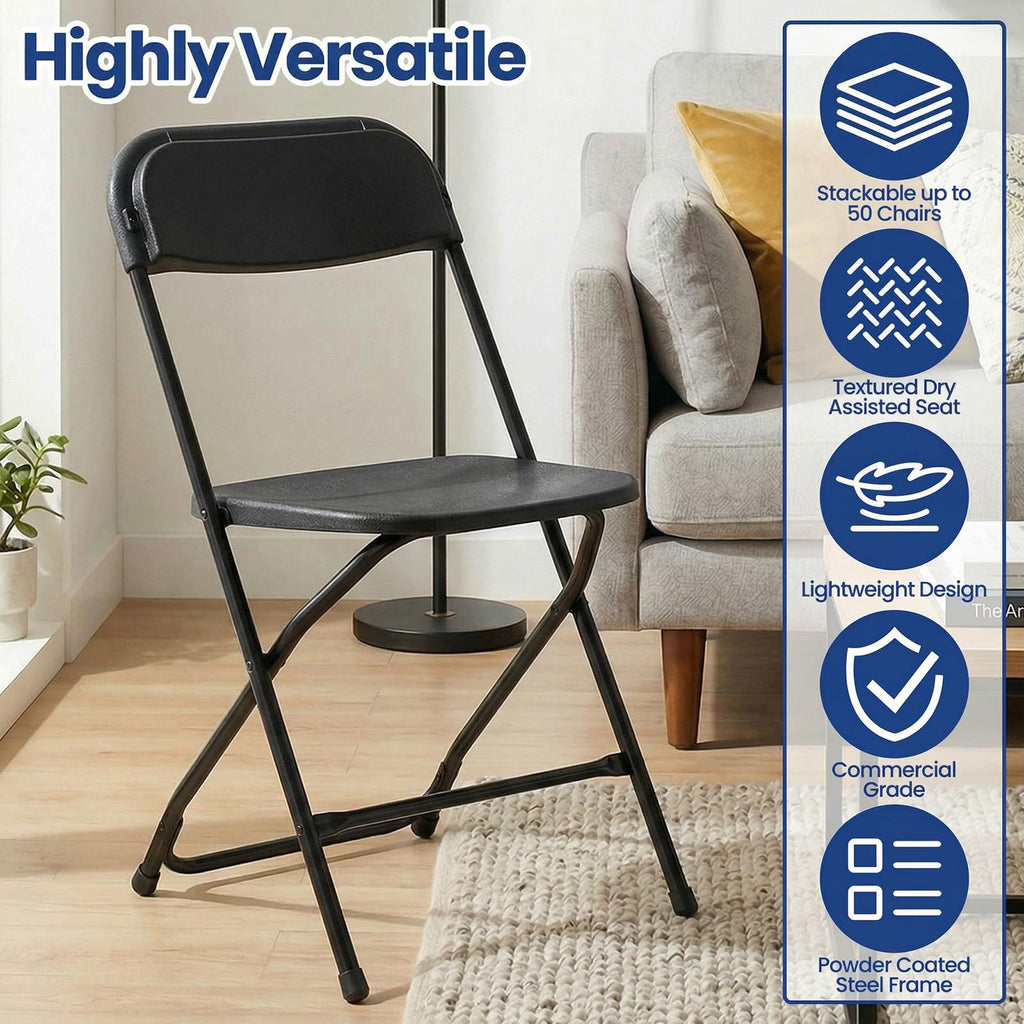 Black Plastic Folding Chairs A17878