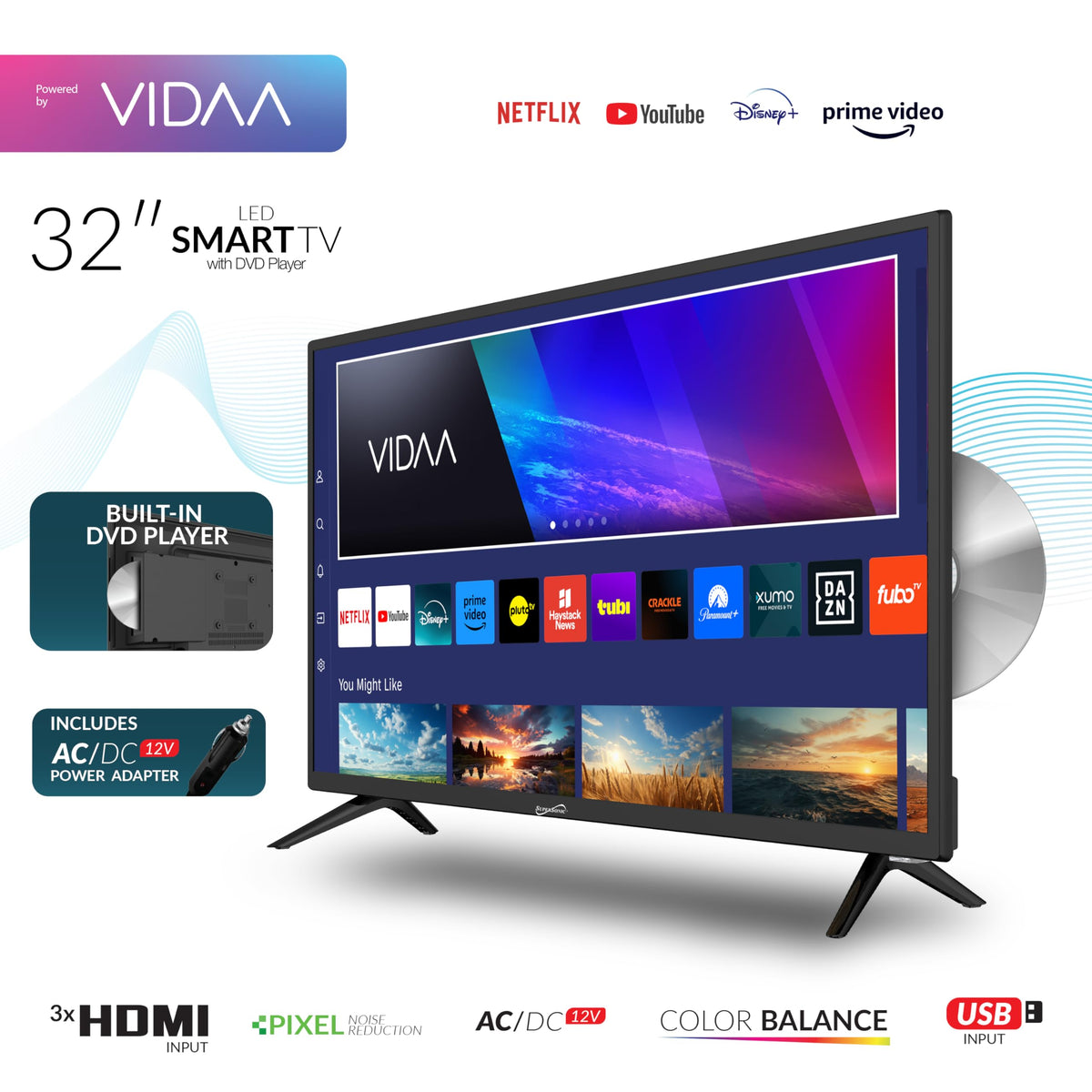 32-inch LED Smart HDTV with DVD Player T614674