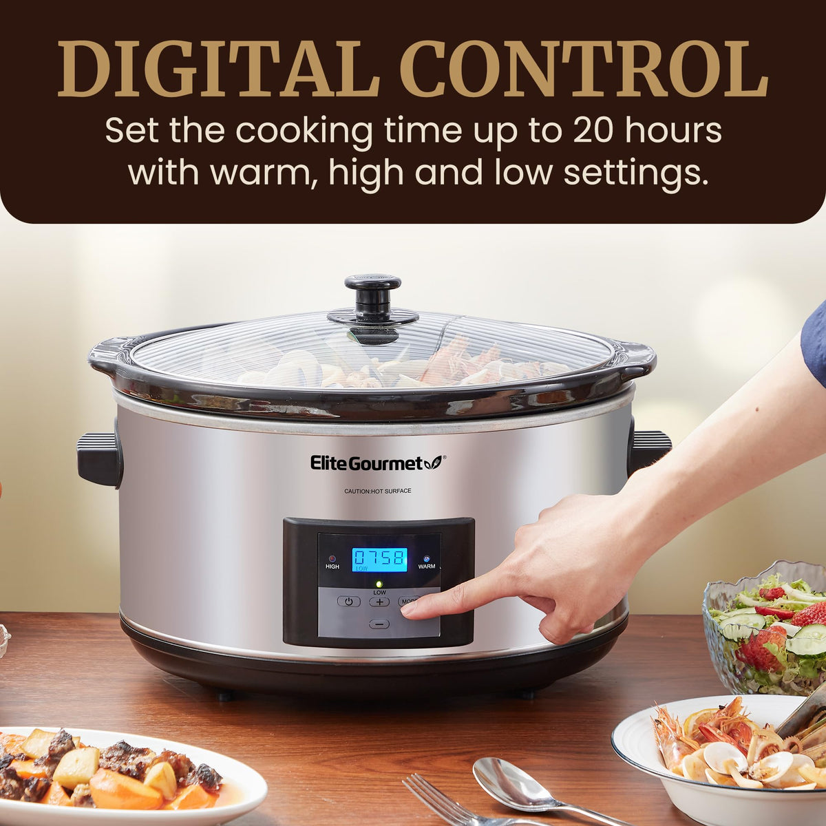 Digital 8.5 Qt Stainless Steel Slow Cooker O2298