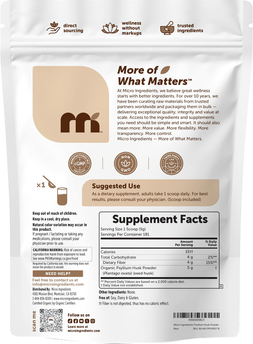 Organic Psyllium Husk Powder 2lbs F18402