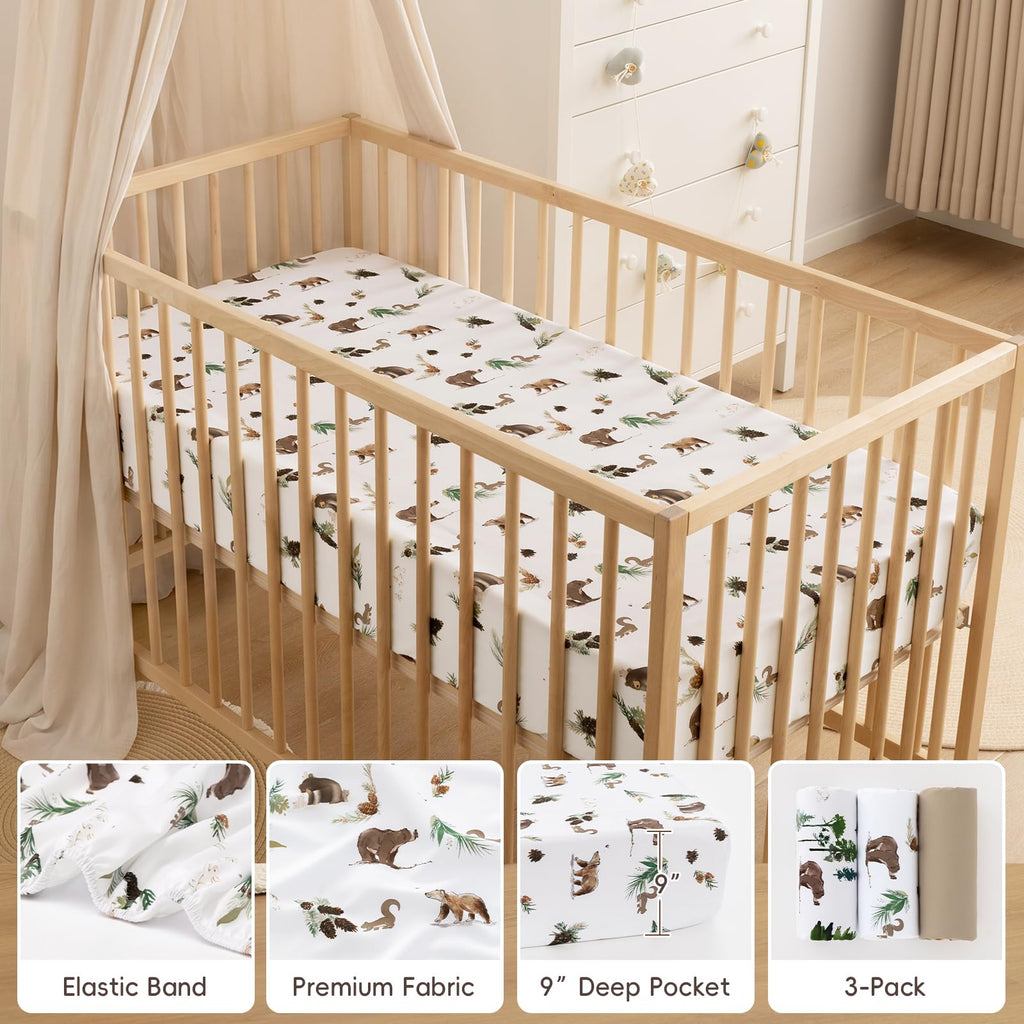 3 Pack Ultra Soft Breathable Fitted Crib Sheets 28x52 Inch H604140