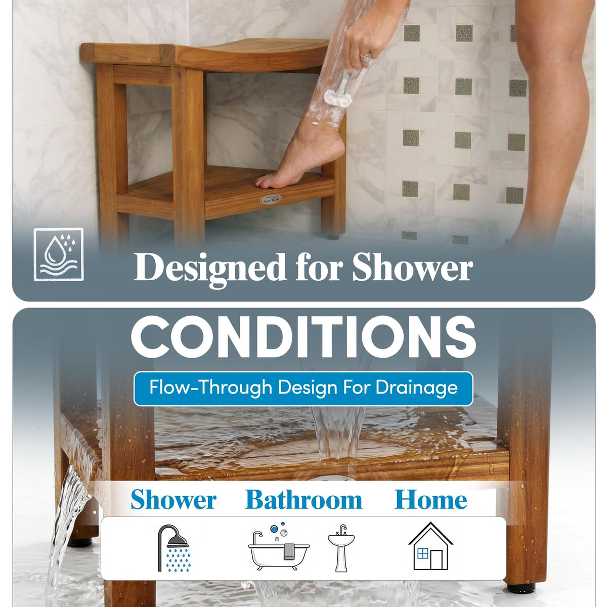 18" Teak Shower Bench S878036