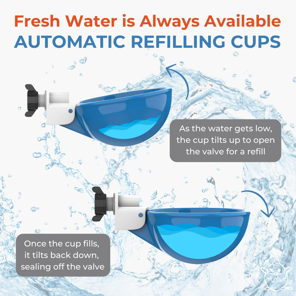 Blue Large Automatic Chicken Waterer Cups Pack of 5 P41409