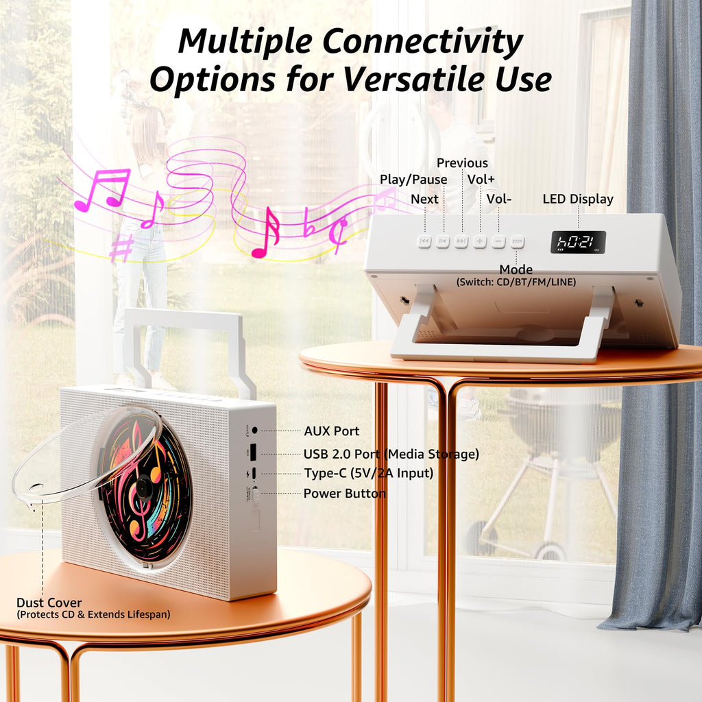 Portable CD Player Boombox with Bluetooth FM Radio H197