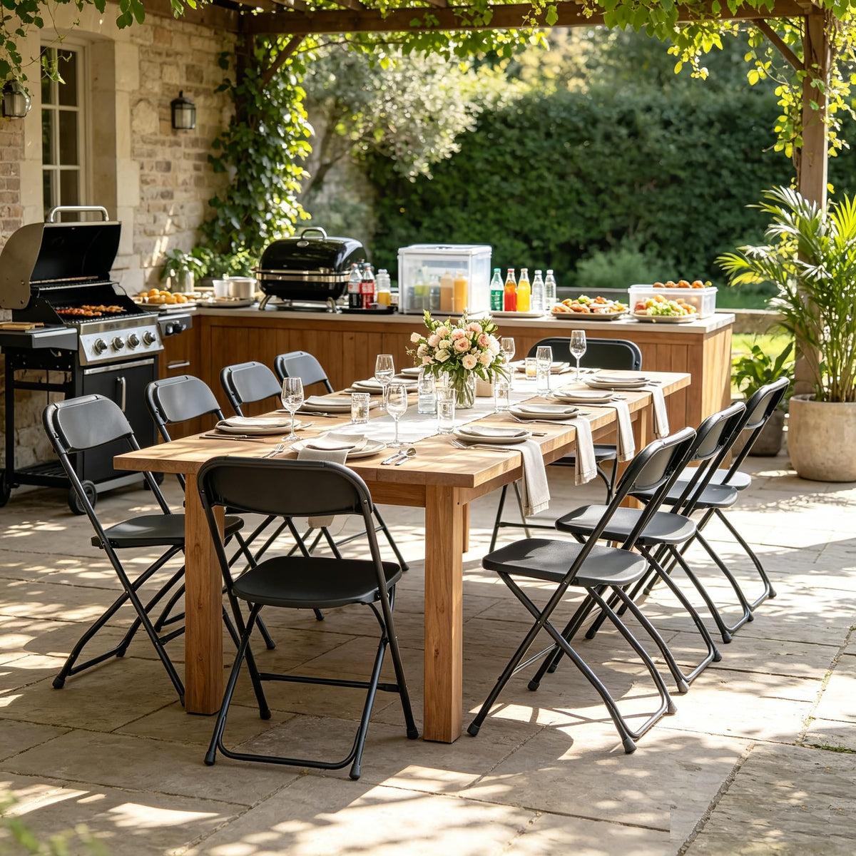 Black Plastic Folding Chairs A17878