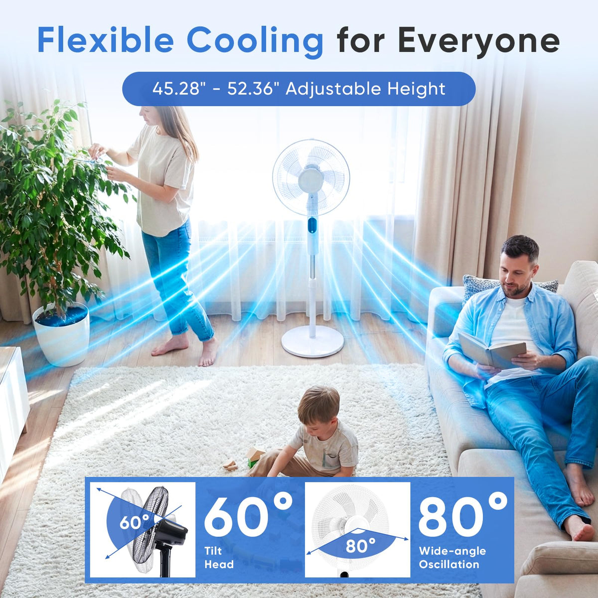 17" Oscillating Pedestal Fan with Remote W7323