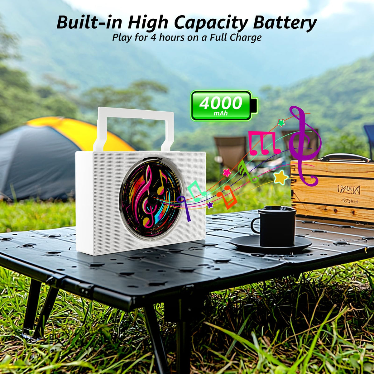Portable CD Player Boombox with Bluetooth FM Radio H197