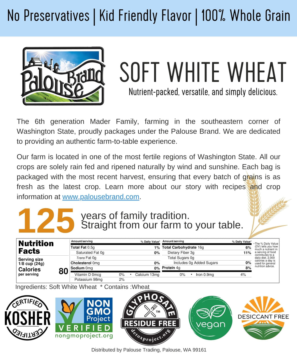 Soft White Wheat Berries 25 LBS Bulk Sproutable Non-GMO Kosher M563485