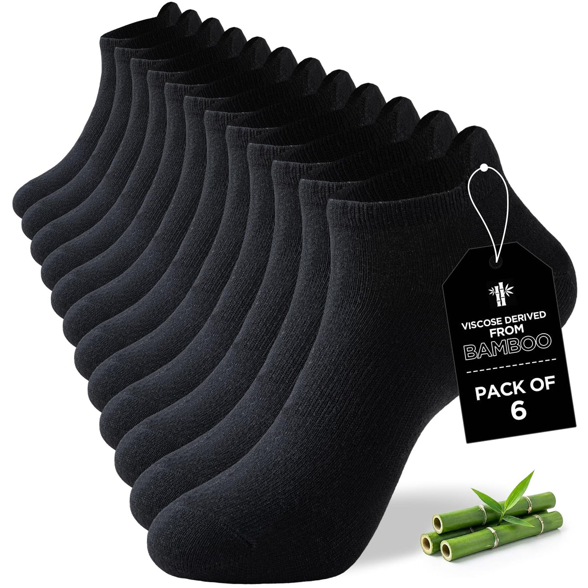 Ankle Socks for Men, 6 Pairs, Bamboo Rayon Breathable Low Cut Y64275