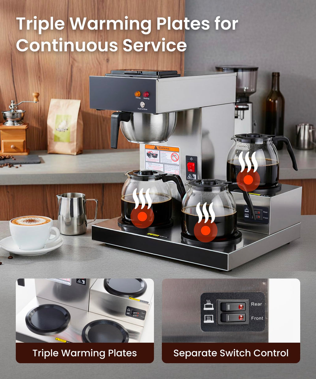 12-Cup Pour Over Coffee Maker with 3 Warmers L494