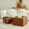 Brown Rolling Leather Coffee Table Set of 2 N574