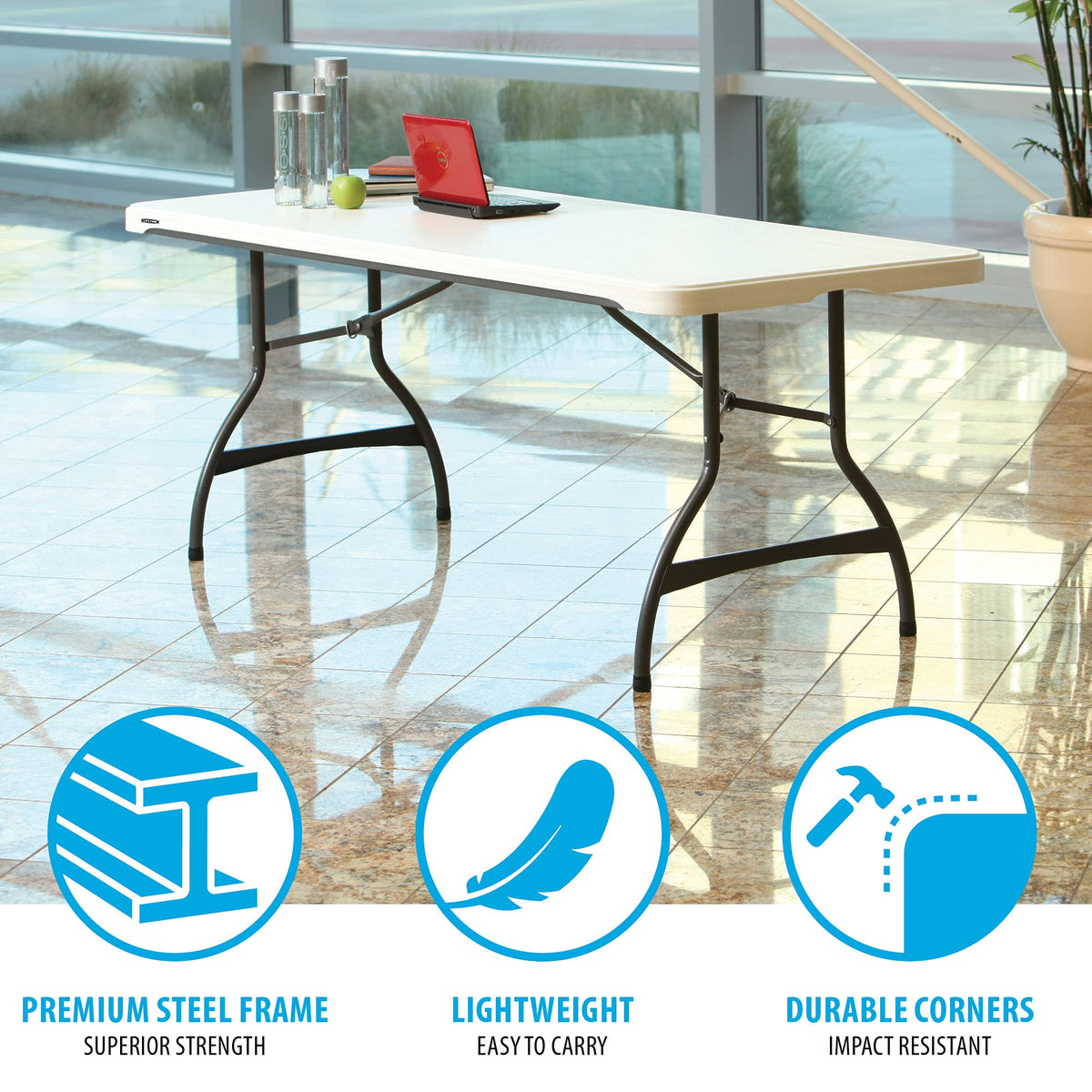 White Stackable Folding Table B1186